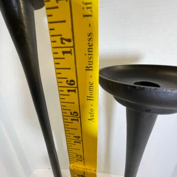 Set Of 3 Black Cast Iron Pottery Barn Candle Holders - Picture 7 of 12